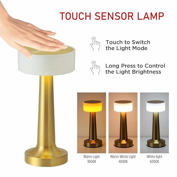 Pride Lighting Crown Touch Sensor Table Lamp - Golden - Image 4