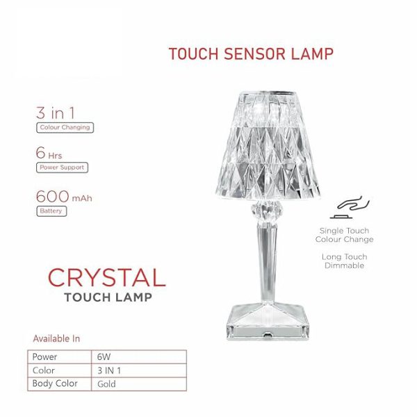 Pride Lighting Crystal Touch Sensor Table Lamp - Image 2