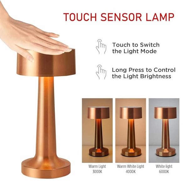 Pride Lighting Oassis Touch Sensor Table Lamp - Rose Gold - Image 4