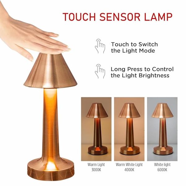 Pride Lighting Pyramid Touch Sensor Table Lamp - Rose Gold - Image 4