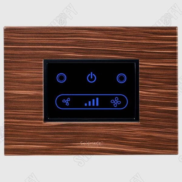 Grazia Zebra Wood Wifi Fan Regulator Titanium grey touch switch Grazia Zebra Wood Wifi Fan Regulator Titanium grey touch switch